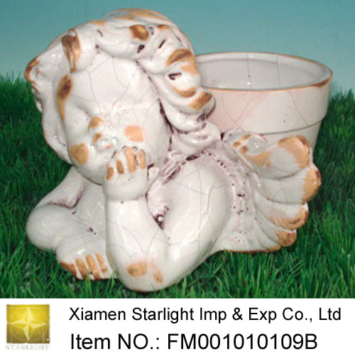 Stoneware Angel Flower Pot
